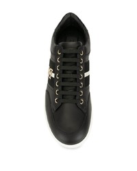 schwarze verzierte Leder niedrige Sneakers von Bally