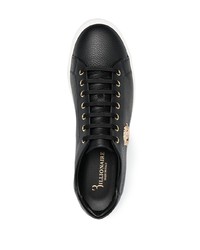 schwarze verzierte Leder niedrige Sneakers von Billionaire