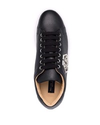 schwarze verzierte Leder niedrige Sneakers von Philipp Plein