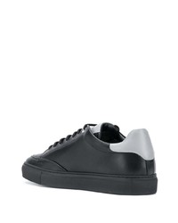 schwarze verzierte Leder niedrige Sneakers von Billionaire