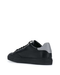 schwarze verzierte Leder niedrige Sneakers von Billionaire