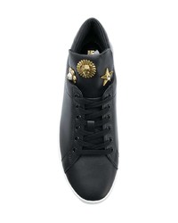 schwarze verzierte Leder niedrige Sneakers von MICHAEL Michael Kors
