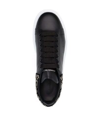 schwarze verzierte Leder niedrige Sneakers von Alexander McQueen