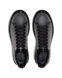 schwarze verzierte Leder niedrige Sneakers von Alexander McQueen