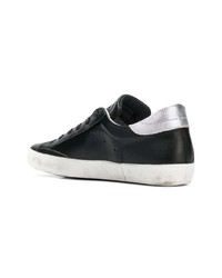 schwarze verzierte Leder niedrige Sneakers von Philippe Model