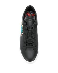 schwarze verzierte Leder niedrige Sneakers von Paul Smith