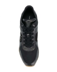 schwarze verzierte Leder niedrige Sneakers von Tommy Hilfiger