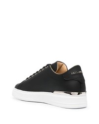 schwarze verzierte Leder niedrige Sneakers von Philipp Plein