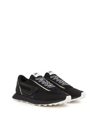 schwarze verzierte Leder niedrige Sneakers von Diesel