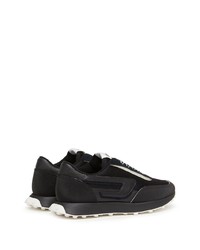 schwarze verzierte Leder niedrige Sneakers von Diesel