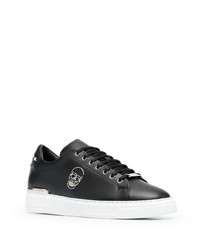 schwarze verzierte Leder niedrige Sneakers von Philipp Plein