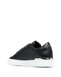 schwarze verzierte Leder niedrige Sneakers von Philipp Plein