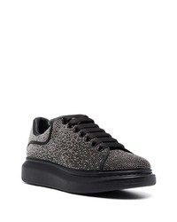 schwarze verzierte Leder niedrige Sneakers von Alexander McQueen