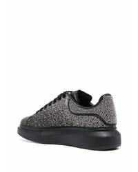 schwarze verzierte Leder niedrige Sneakers von Alexander McQueen