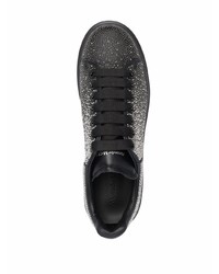 schwarze verzierte Leder niedrige Sneakers von Alexander McQueen