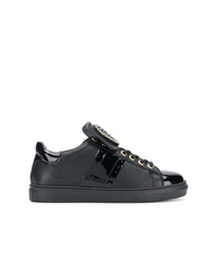 schwarze verzierte Leder niedrige Sneakers von Twin-Set