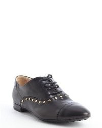 schwarze verzierte Leder Oxford Schuhe