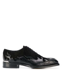 schwarze verzierte Leder Oxford Schuhe von Alexander McQueen