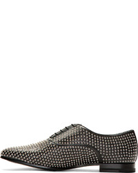 schwarze verzierte Leder Oxford Schuhe von Saint Laurent