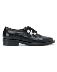 schwarze verzierte Leder Oxford Schuhe von Coliac