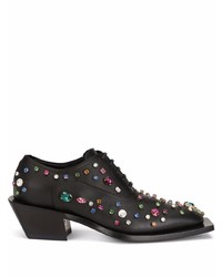 schwarze verzierte Leder Oxford Schuhe von Dolce & Gabbana