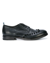 schwarze verzierte Leder Oxford Schuhe von Moma