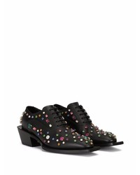 schwarze verzierte Leder Oxford Schuhe von Dolce & Gabbana