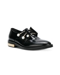 schwarze verzierte Leder Oxford Schuhe von Coliac