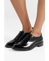 schwarze verzierte Leder Oxford Schuhe von Jimmy Choo
