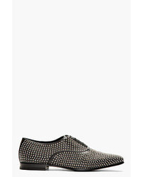 schwarze verzierte Leder Oxford Schuhe von Saint Laurent