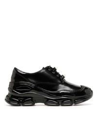 schwarze verzierte Leder Oxford Schuhe von Simone Rocha