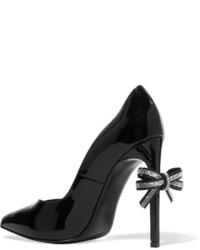 schwarze verzierte Leder Pumps von Saint Laurent