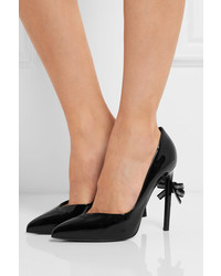 schwarze verzierte Leder Pumps von Saint Laurent