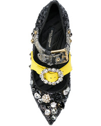 schwarze verzierte Leder Pumps von Dolce & Gabbana