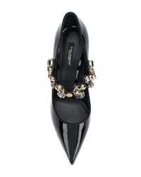 schwarze verzierte Leder Pumps von Dolce & Gabbana