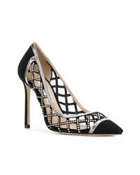 schwarze verzierte Leder Pumps von Jimmy Choo