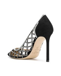 schwarze verzierte Leder Pumps von Jimmy Choo