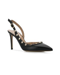 schwarze verzierte Leder Pumps von Valentino