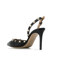 schwarze verzierte Leder Pumps von Valentino