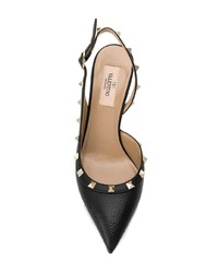 schwarze verzierte Leder Pumps von Valentino