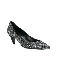 schwarze verzierte Leder Pumps von Saint Laurent