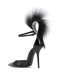 schwarze verzierte Leder Pumps von Saint Laurent