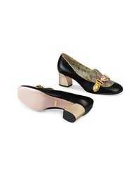 schwarze verzierte Leder Pumps von Gucci