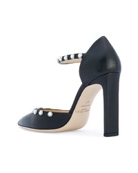 schwarze verzierte Leder Pumps von Jimmy Choo