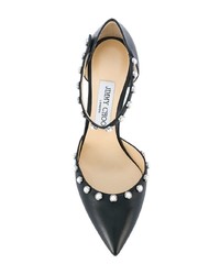 schwarze verzierte Leder Pumps von Jimmy Choo