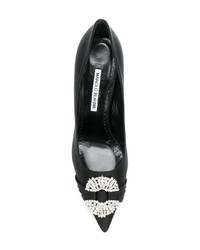 schwarze verzierte Leder Pumps von Manolo Blahnik