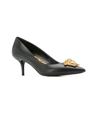 schwarze verzierte Leder Pumps von Versace