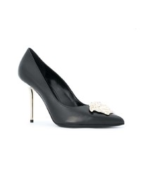 schwarze verzierte Leder Pumps von Versace