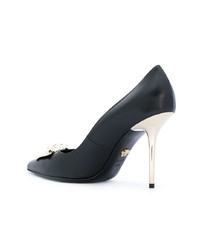 schwarze verzierte Leder Pumps von Versace