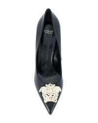 schwarze verzierte Leder Pumps von Versace